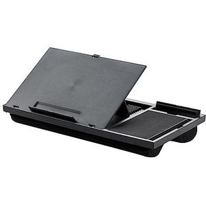 Q-Connect Laptopstandaard met muismat en telefoonhouder, ergonomische laptopstandaard, notebook, MacBook-standaard, van kunststof, zwart, 51,8 x 28,1 x 5,9 cm, 1,26 kg