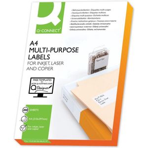 Q-CONNECT etiketten, wit, rechte hoeken, 105 x 148,5 mm, 200 vel, 4 etiketten per vel