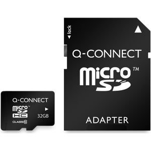 Q-CONNECT - microSDHC Geheugenkaart - 32 GB - Met SD-adaptor - Klasse 10