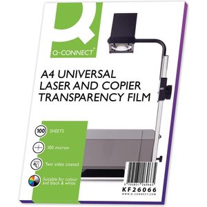 Q-CONNECT overhead transparanten voor laserprinter, ft A4, pak van 100 vel