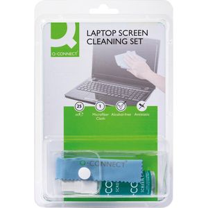 Q-CONNECT reinigingsspray voor scherm en toetsenbord inclusief doek pompspray van 25 ml