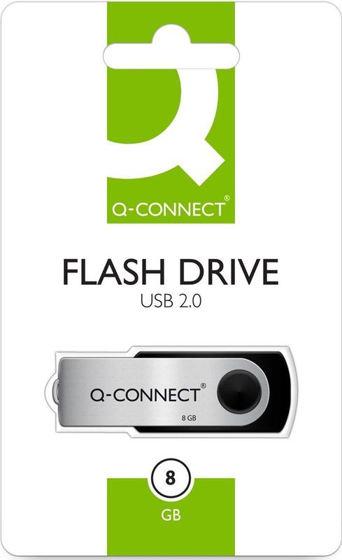 Q-CONNECT - USB Stick 2.0 - Zwart - 8 GB