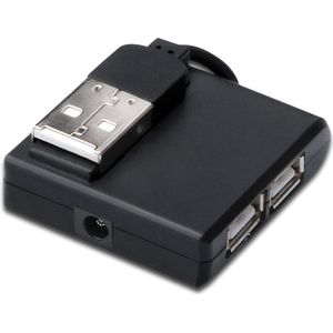 MicroConnect Hub 4 x USB 2.0 (USB-A, 4 Havens), Docking station + USB-hub, Zwart