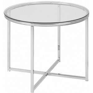 ACTONA GROUP Glastisch Cross, Runder Beistelltisch, gehärtetem Klarglas, Stahlgestell, T: 55 cm