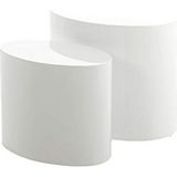 AC Design Furniture Rico salontafel in wit hoogglans look set van 2, ruimtebesparende ovale bijzettafels voor de woonkamer, moderne zettafels, B: 48 x H: 40 x D: 33 cm en B: 40 x H: 33 x D: 24,5 cm