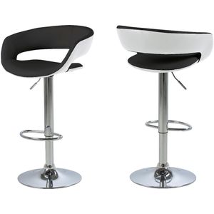 AC Design Furniture Jack barkrukken, set van 2, hoogte 104 x b 54,5 x d: 48,5 cm, zwart/wit/chroom, kunstleer/metaal, 2 stuks