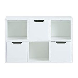 AC Design Furniture Mariela wandrek met 3 laden en 3 open planken, B: 58 x D: 18 x H: 39 cm, wit, hout, 1 st.