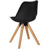 Meubelen-Online - Eetkamerstoel Player zwart - houten poten - set 2 stoelen