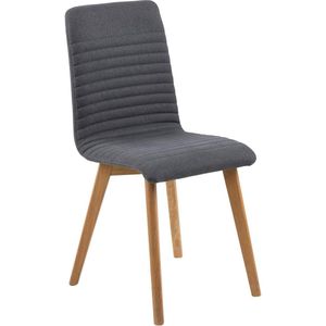 AC Design Furniture Sofi eetkamerstoel, H: 90 x B: 42 x D: 43 cm, grijs, stof/eiken, 2 st.