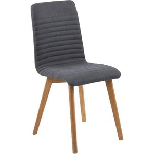 AC Design Furniture Sofi eetkamerstoel, H: 90 x B: 42 x D: 43 cm, grijs, stof/eiken, 2 stuks.