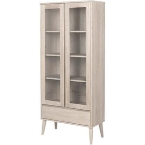 Vitrinekast Rosta Eikenfineer Wit 178cm - Giga Living