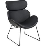 AC Design Furniture Carlee Ligstoel in leder/metaallook, zwart/zwart, 69 x 90,5 x 78,5 cm