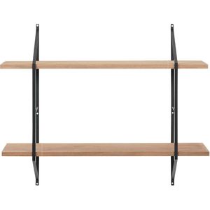 Wandrek Newton met 2 legplanken - hout/zwart