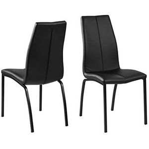 AC Design Furniture William Dining chair, polyurethaan, zwart, L: 57 x B: 43,5 x H: 95 cm