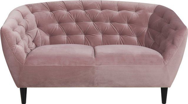 ACTONA GROUP 2-Sitzer "Ria Sofa, Couch, Doppelsofa, Loveseat,", Samtstoff, Massivholz-Beine, Taschenfederkern, Tufting, mit Armlehnen