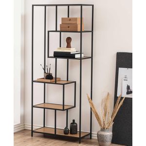 Boekenkast Bronx MDF Naturel 77x185cm - Giga Living - Metaal/MDF