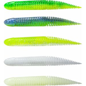 Savage Gear Ned Drakenstaart Slak - Drijvend Zacht Plastic voor Zoet- & Zoutwater - Baars, Bass & Inshore Roofdieren - NED & Cheb Rigging - Gerid Lichaam met Ratel Donker Water Mix 8,8 cm
