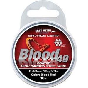 Savage Gear Blood49 Coated High Carbon Steel Wire Blood Red (10m) Maat : 0.60mm - 16kg - 35lb