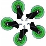 L33T Gaming 160531 3inch Rubber Casters, Green, 5pcs