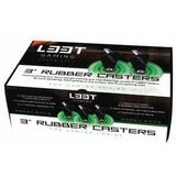 L33T Gaming 160531 3inch Rubber Casters, Green, 5pcs