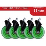 L33T Gaming 160531 3inch Rubber Casters, Green, 5pcs