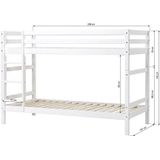 Hoppekids ECO Dream stapelbed 90x200cm, wit, ECO-gecertificeerd FSC-hout, Massief Grenenhout, Lak op Waterbasis, Gemaakt in de EU, 10 jaar Fabrieksgarantie