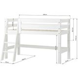 Hoppekids ECO Luxury halfhoogslaper 70x160 cm met schuine ladder, wit.