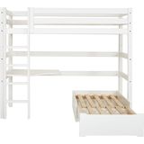 Hoppekids ECO Luxe MEGA bed 90x200 cm met lounge-module en bureau, wit. - Wit / 90x200cm