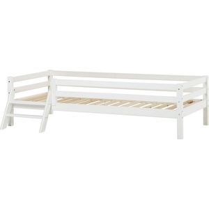 Hoppekids ECO Dream Junior bed 90x200 cm met ladder en bedhekje, wit.