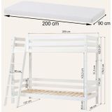 Hoppekids ECO Luxury Hoogslaper met schuine ladder 70x160 cm, Wit