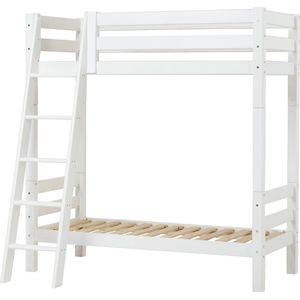 Hoppekids ECO Luxury Hoogslaper met schuine ladder 70x160 cm, Wit