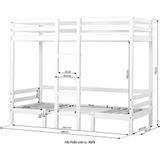 Hoppekids Hochbett ECO Dream JUMBO B/T/H 101/208/170 cm, umbaubar zum Etagenbett mit Sitzgruppe, Matratzen (oben u unten) in pink, Kiefer massiv/MDF