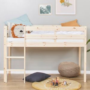 ECO Comfort halfhoogslaper 70x160 cm met lattenbodem, natuurlijk hout