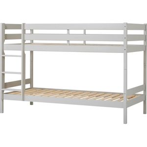 ECO Comfort stapelbed 90x200 cm met lattenbodem, Duif Grijs, ECO-gecertificeerd FSC-hout, Massief Grenenhout, Lak op Waterbasis, Gemaakt in de EU, 10 jaar Fabrieksgarantie