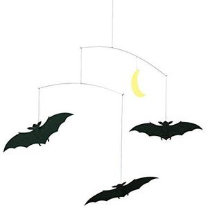 Flensted Mobiles Lucky Bats, Zwart, Geel, 34 x 50