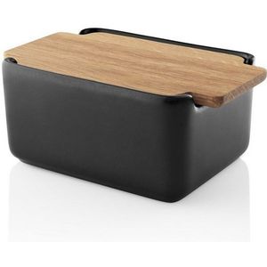 Eva Solo - Nordic Kitchen Botervloot met Eiken Deksel - Zwart - Aardewerk - Eikenhout