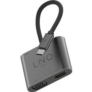 Linq byELEMENTS 4 in 1 Type C USB Hub Adapter - VGA - HDMI - USB-A 3.1 - tot 100W USB C power delivery