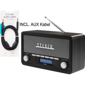 Denver - DAB / DAB+ Radio + Bluetooth - AUX Kabel meegeleverd - AUX Input - Op Batterijen & Netstroom -Retro - FM Radio