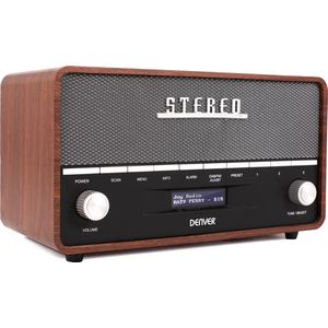 DENVER - DAB36 - DAB Radio - Bruin - Hout - Bluetooth