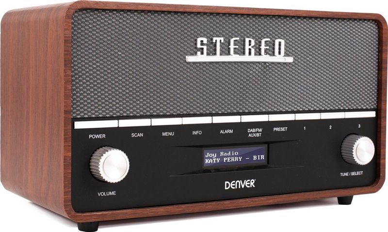 DENVER - DAB36 - DAB Radio - Bruin - Hout - Bluetooth