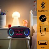Denver Draagbare Radio CD Speler Kinderen - Bluetooth - Lichteffecten - Boombox - AUX - FM - TCL212BT - Roze