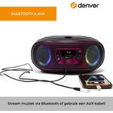 Denver Draagbare Radio CD Speler Kinderen - Bluetooth - Lichteffecten - Boombox - AUX - FM - TCL212BT - Roze