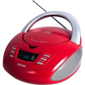 Denver Electronics TCU-211RED CD-speler voor persoonlijke cd-speler, rood, zilver - CD-station (2 W, FM, extern, persoonlijke cd-speler, rood, zilver, 1 dik)