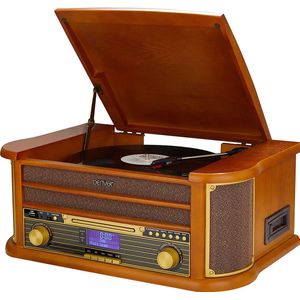 Denver Retro Platenspeler - Ingebouwde Speakers en Versterker - DAB Radio - Radio CD Speler - MRD51 - Hout