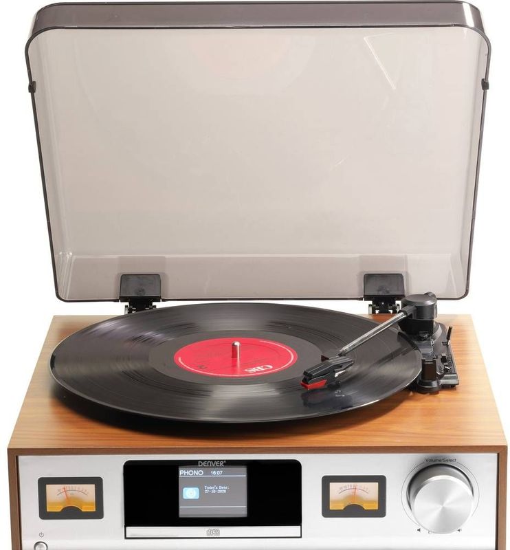 Denver Platenspeler Bluetooth - Incl. Speakers - DAB Radio - CD Speler - Retro - MRD52LW