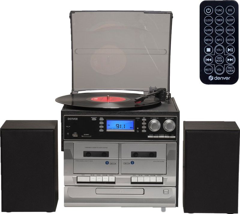 Denver - MRD166 - Retro Platenspeler - Hout - DAB Radio - CD Speler