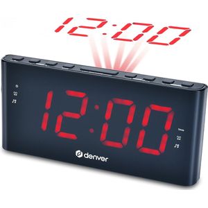 Denver Wekkerradio met Projectie - Digitale Wekker - FM Radio - Dubbel Alarm - CPR710 - Zwart