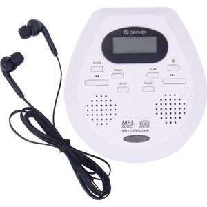 Denver Discman - Draagbare CD & MP3 speler - Anti shock - Ingebouwde speakers -Inclusief Oordopjes - CD, CD-R, CD-RW, MP3 - DMP395