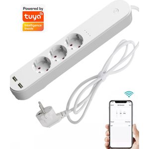 DENVER SHP-310U – Intelligente Steckdosenleiste – AC 230 V – 3680 Watt – WLAN – Eingang: Typ F – Ausgangsanschlüsse: 3 (2 x USB, 3 x Strom Typ F)
