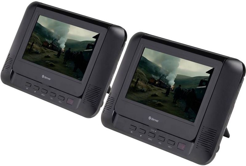 Denver Draagbare DVD Speler Auto - 7 inch - 2 schermen - Incl. Bevestigingsriemen - USB - MTW793